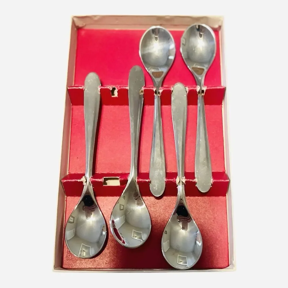 Vintage Marke Tischfein Demitasse Egg Spoons Set Of 5 Stainless Steel 18/8